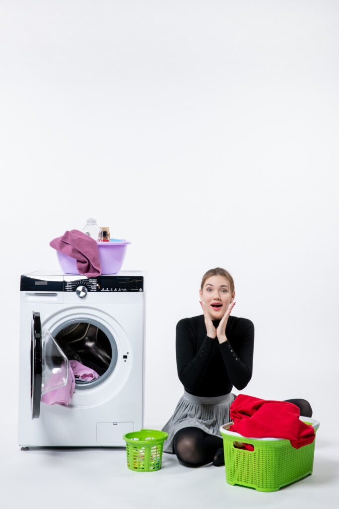 <a href="https://www.freepik.com/free-photo/front-view-young-female-with-washing-machine-folding-dirty-clothes-white-wall_16286112.htm">Image by KamranAydinov on Freepik</a> Hisense Washing Machine
